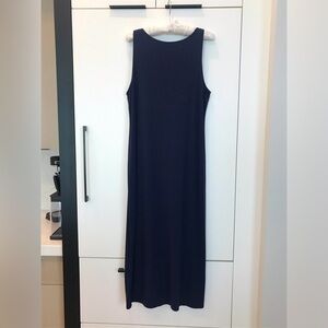 Eileen Fisher jersey dress in navy.